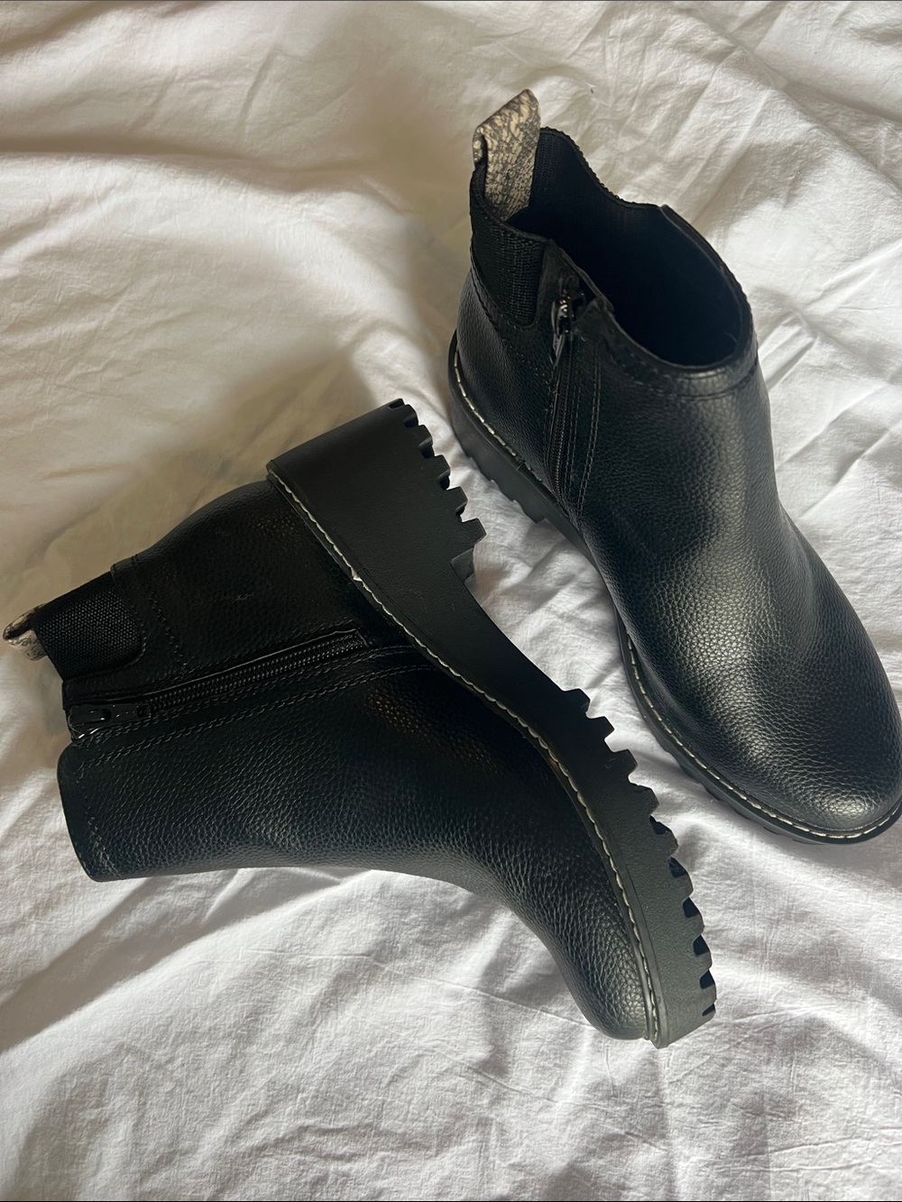 Classic Black Slip-On Leather Booties